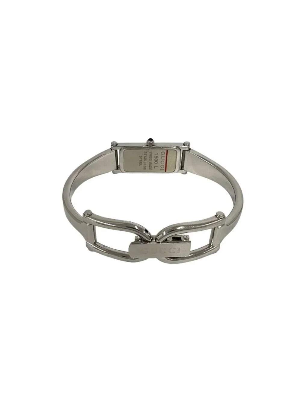 Gucci Bangle Watch Stainless Steel Quartz Wrist Silver Black